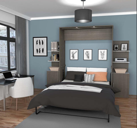 Queen Murphy Bed with Floating Shelves (104W)