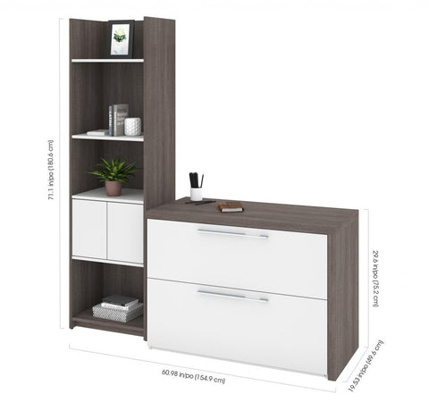 Small Sliding Desk with Shelving Unit