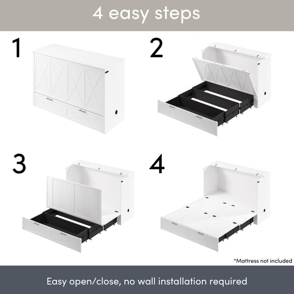 59W Full Murphy Cabinet Bed with Pullout Drawer