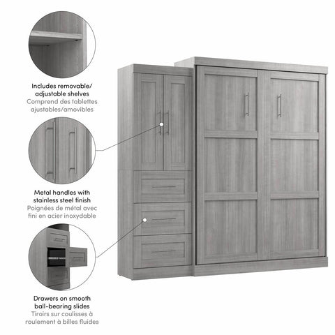 Queen Murphy Bed with Closet Storage Cabinet (89W)