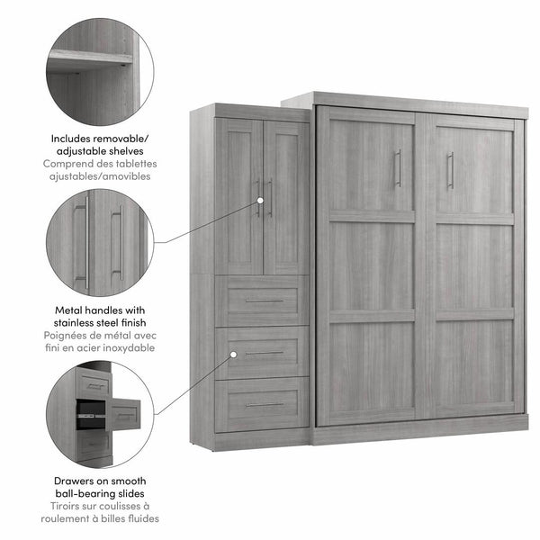 Queen Murphy Bed with Closet Storage Cabinet (89W)