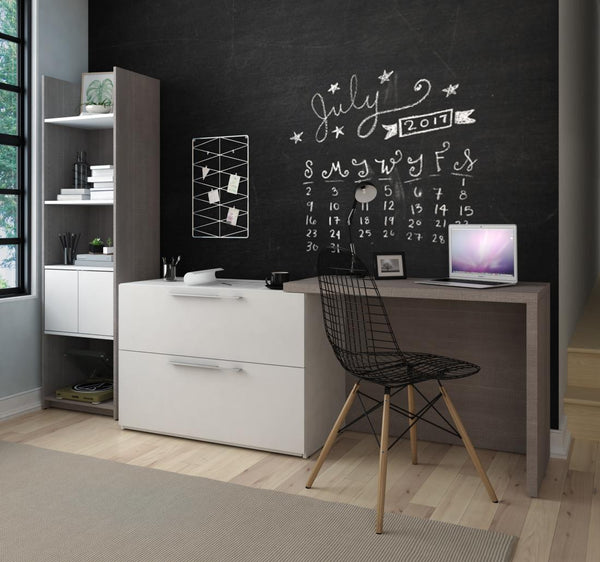 Small Sliding Desk with Shelving Unit