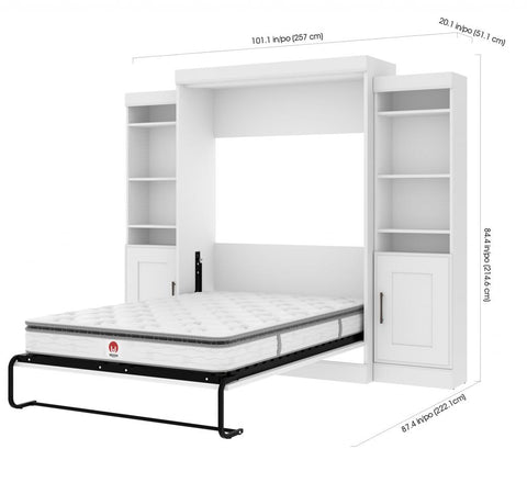 Full Murphy Bed with Mattress and 2 Storage Units (102W)
