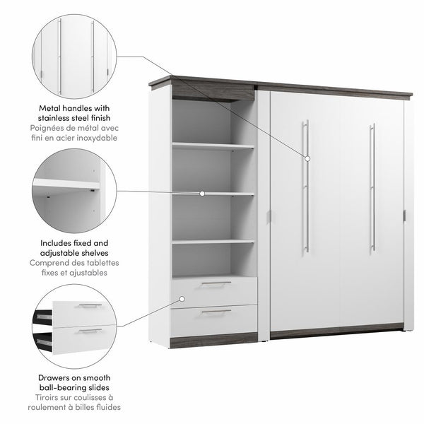 Full Murphy Bed with Shelves and Drawers (91W)