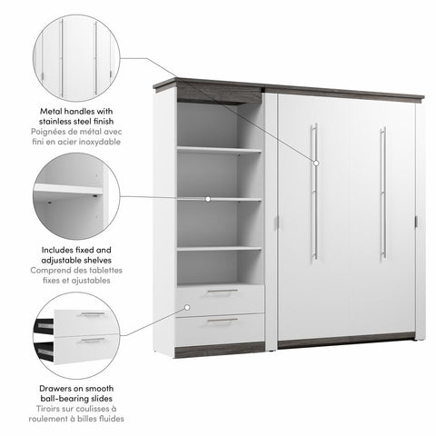 Full Murphy Bed with Shelves and Drawers (91W)