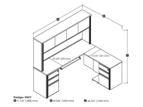 L-Shaped Desk with Hutch and Two Assembled Pedestals