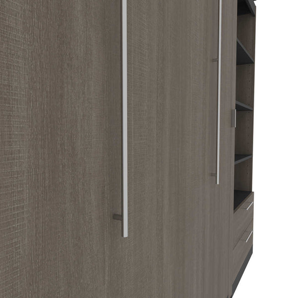 Queen Murphy Bed and 2 Shelving Units with Drawers (125W)
