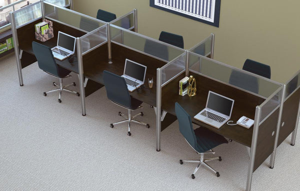 6-Person Office Cubicles with High Privacy Panels