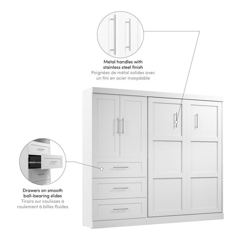 Full Murphy Bed and Storage Cabinet with Drawers (95W)