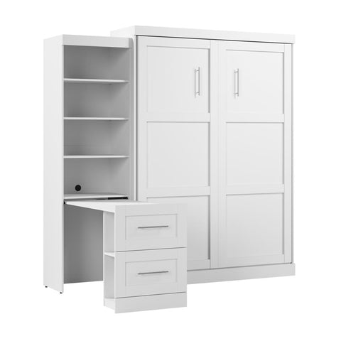 90W Queen Size Murphy Bed with Pull-Out Desk