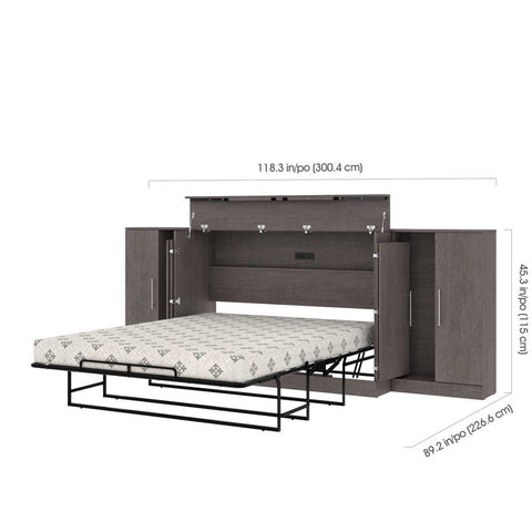 3-Piece Set Including One Queen Cabinet Bed with Mattress and Two 26″ Storage Units