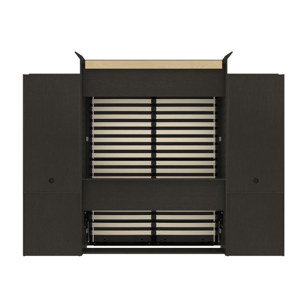 Queen Murphy Bed and Two Shelving Units with 2 Drawers (115W)