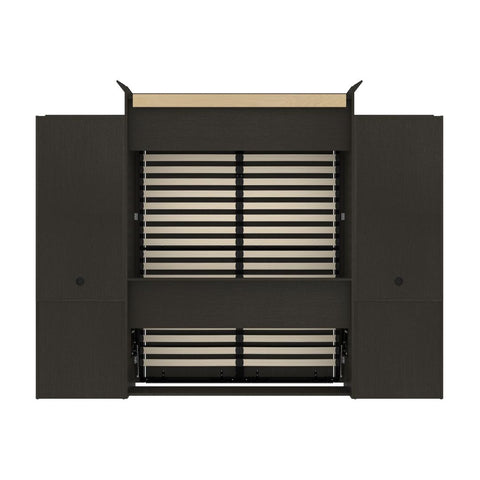 Queen Murphy Bed and Two Shelving Units with 2 Drawers (115W)