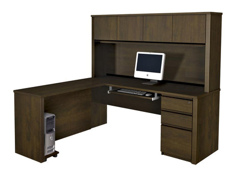 L-Shaped Desk with Hutch and Assembled Pedestal
