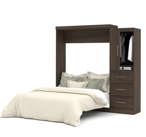 Queen Murphy Bed with Mattress and Storage Unit with Drawers (90W)