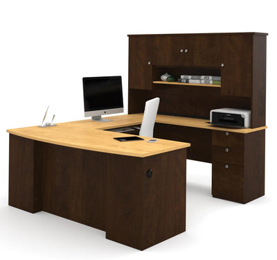 U or L-Shaped Desk, a Lateral File Cabinet, and a Bookcase