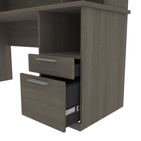 65W L-Shaped Desk with Hutch