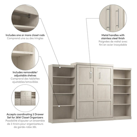 Queen Murphy Bed with 2 Shelving Units (137W)