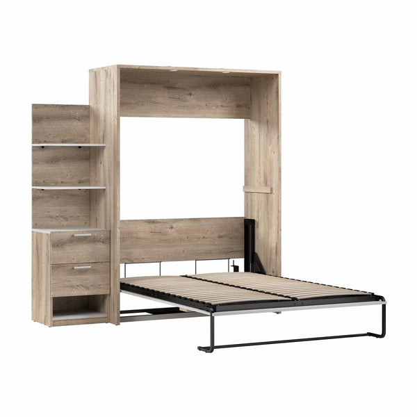 Full Murphy Bed with Nightstand and Floating Shelves (79W)