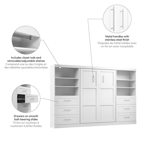 Full Murphy Bed and 2 Shelving Units with Drawers (131W)