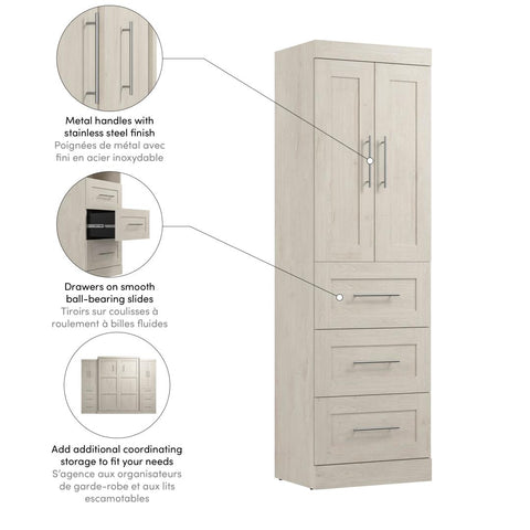 Contemporary Closet System with Drawers, 25W x 19D