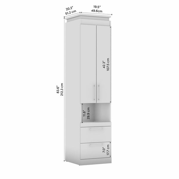 20W Narrow Storage Cabinet with Doors, Drawers and Pull-Out Shelf