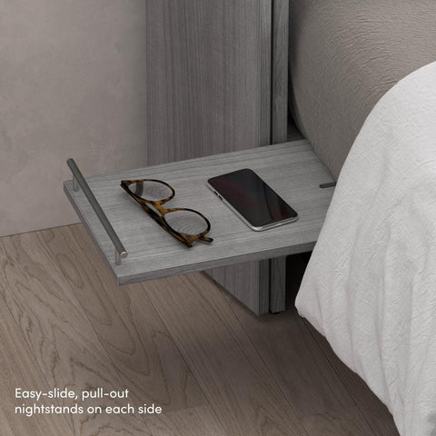 63W Queen Murphy Cabinet Bed with Pullout Drawer