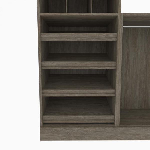 Traditional Closet System with Shelves, Drawers, Shoe Racks, Clothing Rods & Cubies, 86W x 20D