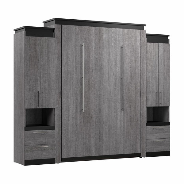 Queen Murphy Bed with Storage Cabinets and Pull-Out Shelves (106W)