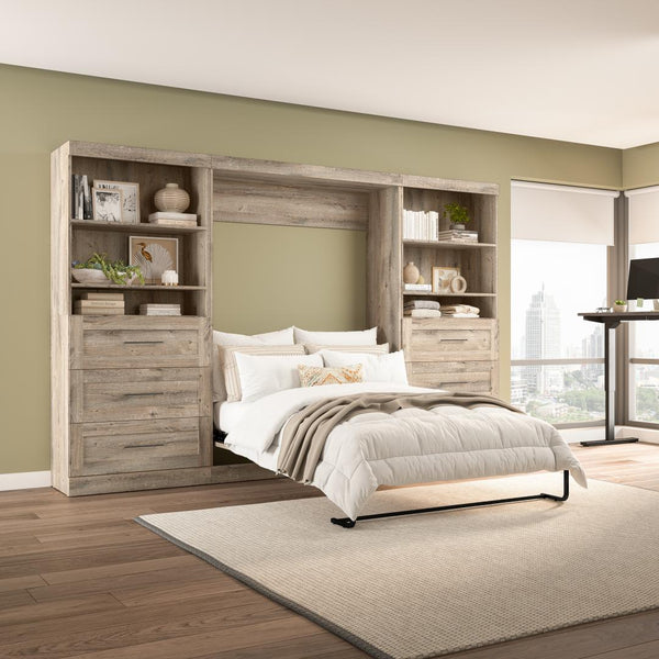 Full Murphy Bed and 2 Shelving Units with Drawers (131W)