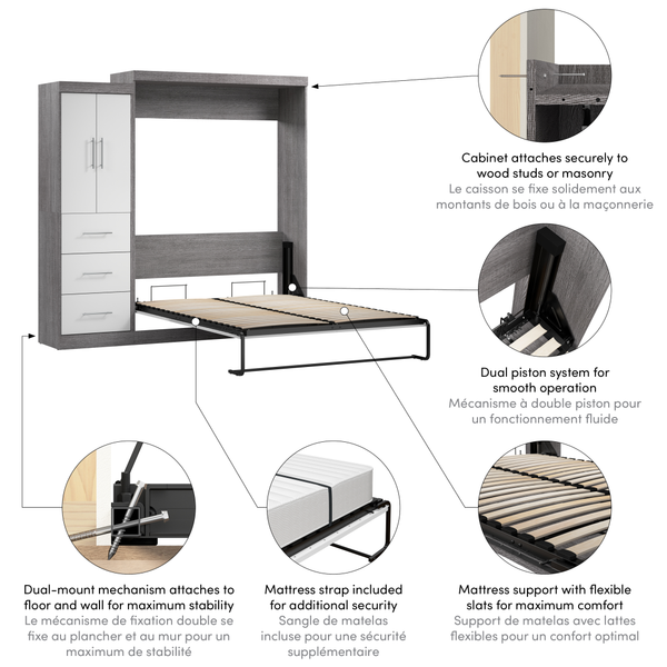 Queen Murphy Bed with Wardrobe (90W)