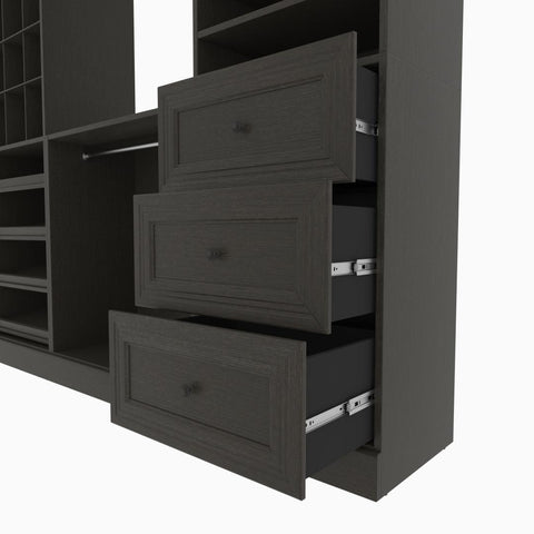 Traditional Closet System with Shelves, Drawers, Shoe Racks, Clothing Rods & Cubies, 86W x 20D