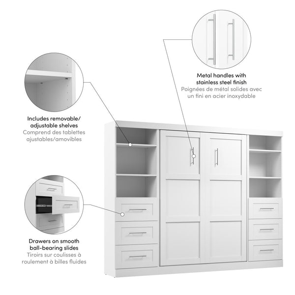 Full Murphy Bed and 2 Shelving Units with Drawers (109W)