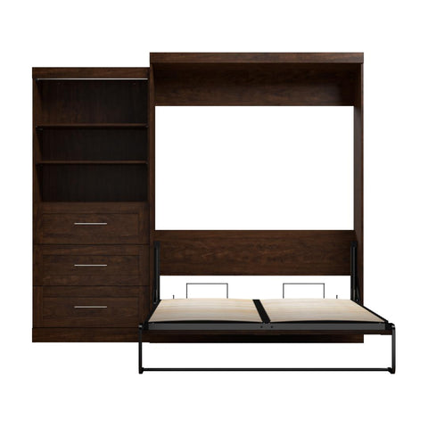 Queen Murphy Bed and Shelving Unit with Drawers (101W)