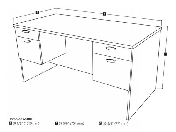 Executive Desk with Dual Half Pedestals