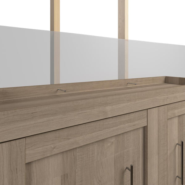 Queen Murphy Bed and Shelving Unit with Drawers (101W)