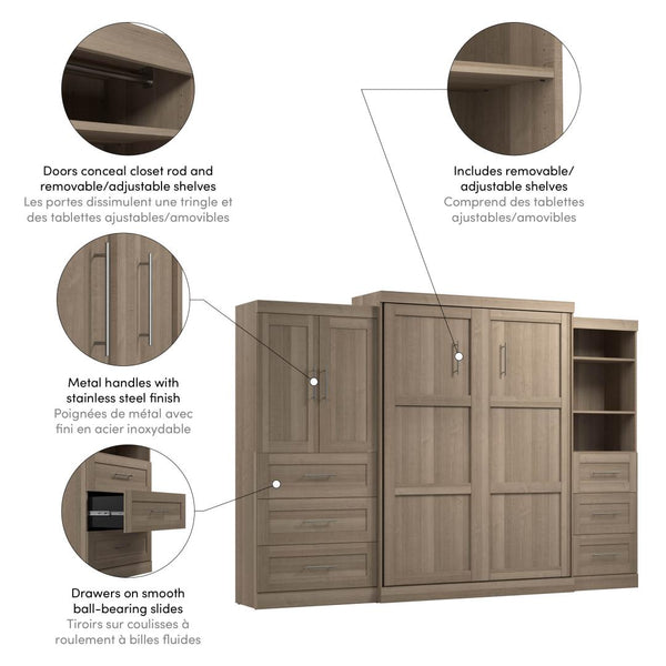 Queen Murphy Bed with Open and Concealed Storage (126W)