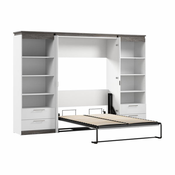 Full Murphy Bed with Shelves and Drawers (120W)