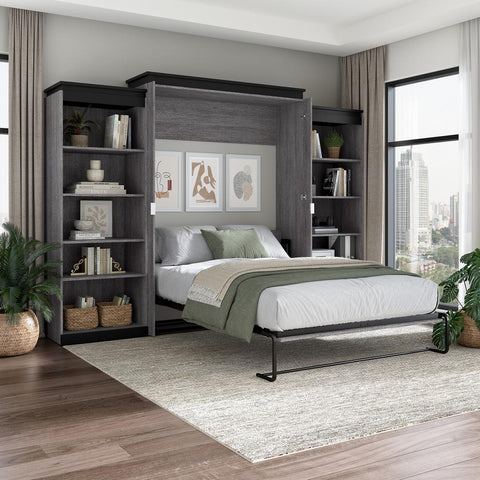 Queen Murphy Bed with Shelves (126W)