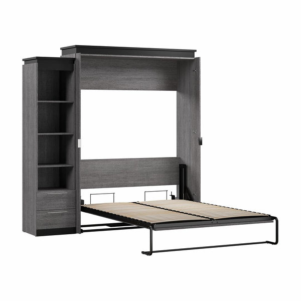 Queen Murphy Bed with Shelves and Drawers (87W)