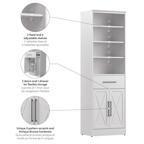 25W Closet Organizer with Drawer and Doors