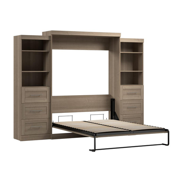 Queen Murphy Bed and 2 Shelving Units with Drawers (115W)