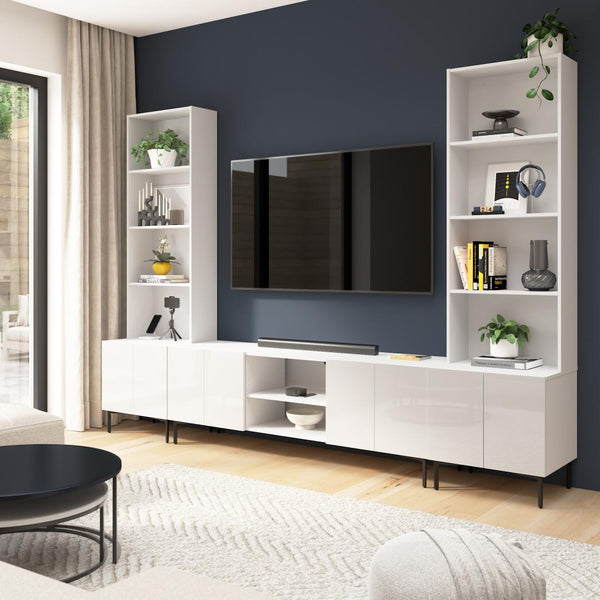 118W Modular Entertainment Center with TV Stand and Storage Cabinets with Hutches