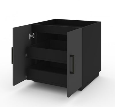 2-Piece Set: one Stackable Storage Cabinet and one 2-Drawer Set