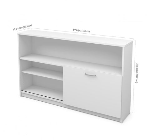 3-Piece set including a standing desk, a desk with hutch, and a credenza