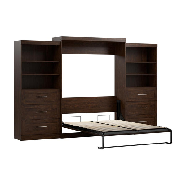 Queen Murphy Bed and 2 Shelving Units with Drawers (136W)