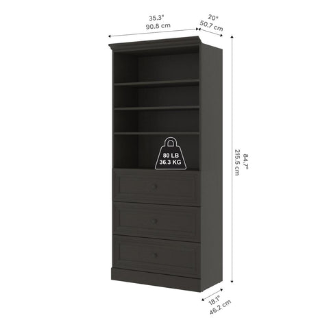Traditional Closet System with Drawers, 36W x 20D