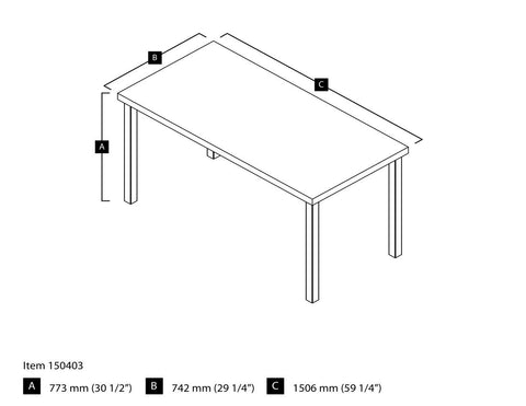 Table Desk with square metal legs