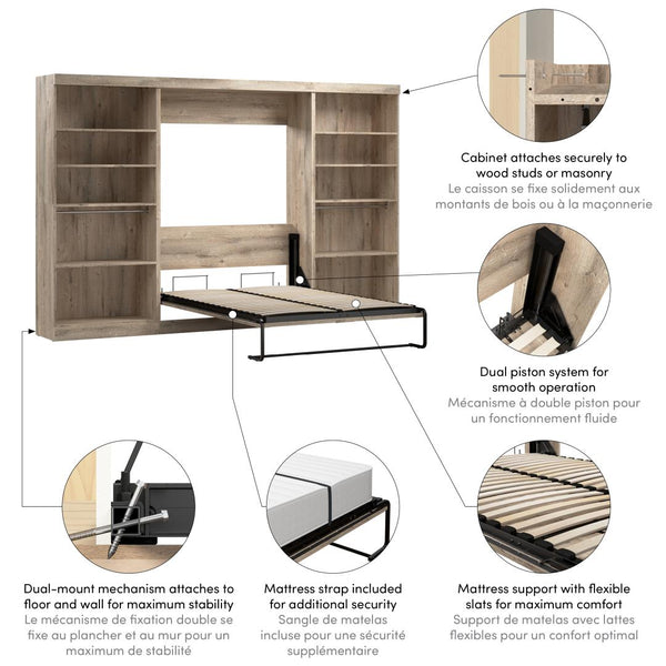 Full Murphy Bed with 2 Shelving Units (131W)