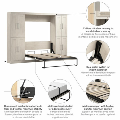 Full Murphy Bed with Storage Cabinets (109W)